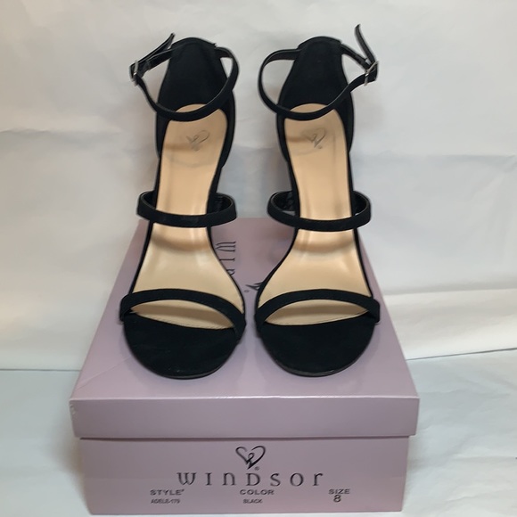 Windsor brand black double strap stilettos - size 8. Gently worn with box. - Picture 4 of 5